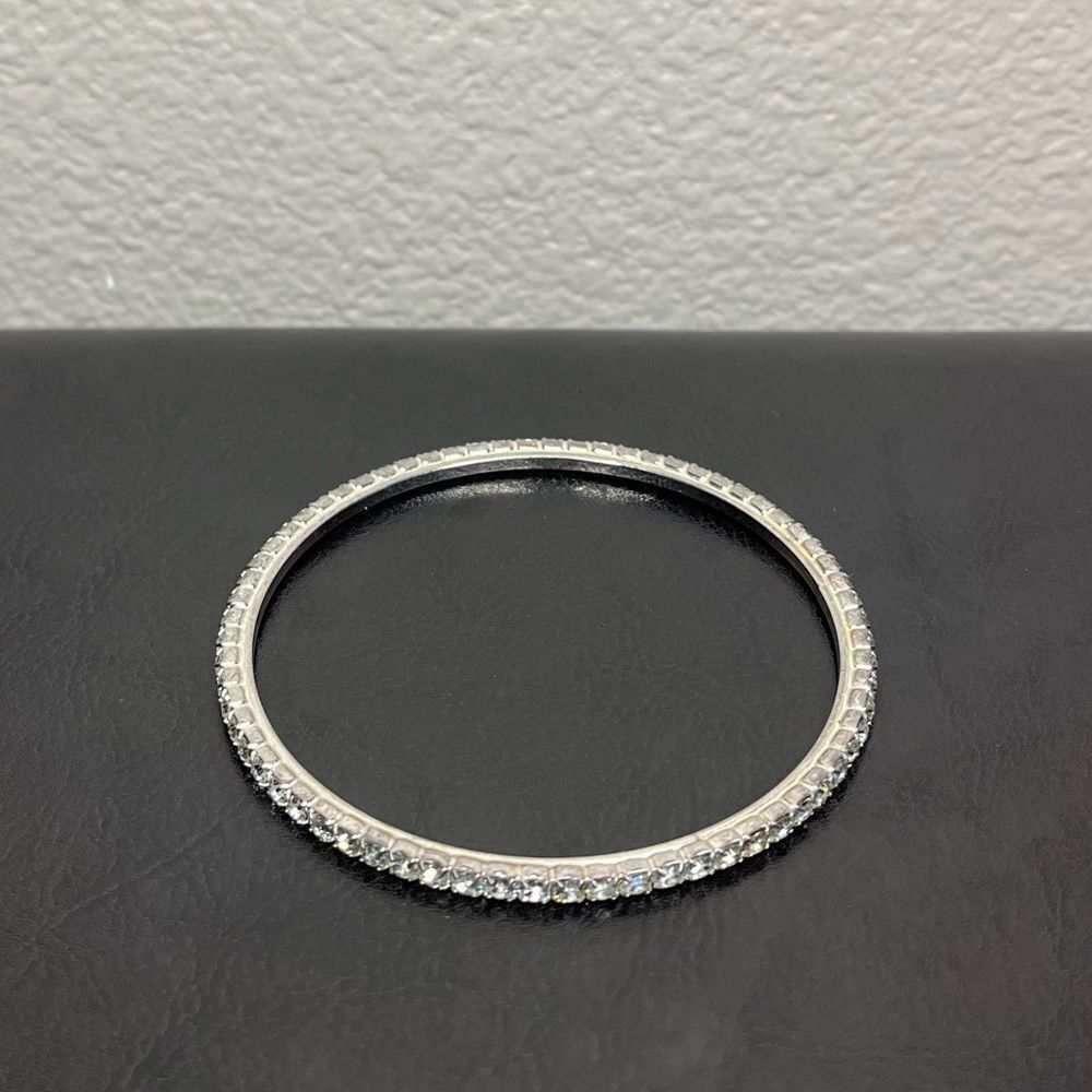 Diamond Bracelet Bangle Women’s Jewelry Silver Grey White Stone Costume​… - Picture 7 of 8